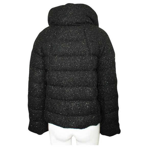 Diane Von Furstenberg Black Hall Sparkle Glitter Puffer Coat Jacket Small NWT - Picture 5 of 9